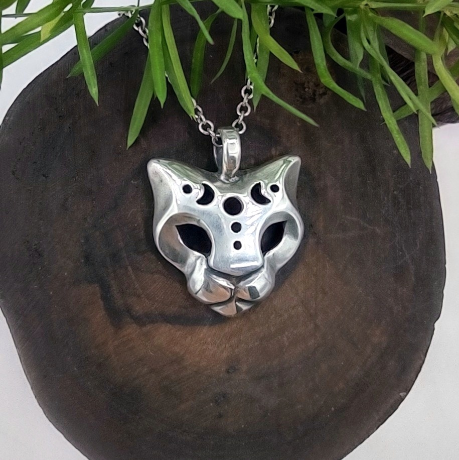 Cat with Moon Phases Sterling Silver